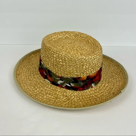 Straw Hat Fruit Fabric Print Made In The USA Size Medium - Picture 10 of 12